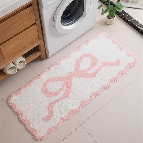 Alwoligag Pink Scalloped Bathroom Mat 26x18, Soft Absorbent Bath Mats, Machine Washable Microfiber Floor Mats for Bathroom Tubs, Sinks and Showers thumbnail 7