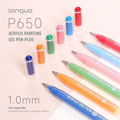 languo Acrylic Gel Pens for Coloring, 36 Colors Set 3D Acrylic Paint Pens with 1.0mm Bullet Tip for Adult Coloring, Colored Gel Pens for Black Paper, Rock, Glass, Fabric, DIY and Art Crafts Supplies thumbnail 6
