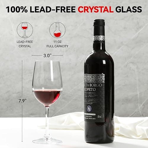 Red Wine Glasses Set of 4, 11oz, Premium Crystal Wine Glasses Hand Blown, Unique Birthday Gift or Wedding Anniversary thumbnail 2