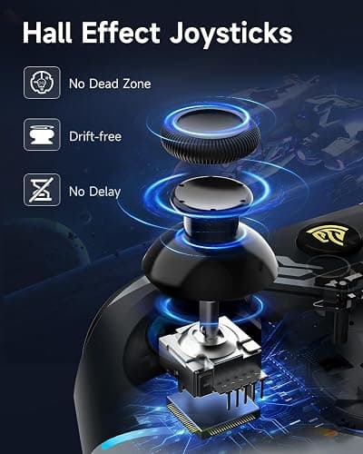 EasySMX X15 PC Controller - Enhanced Wireless Bluetooth Controller with Hall Joysticks/Hall Triggers/RGB Lighting - No Stick Drift, No Dead Zone - Work for Windows PC, Android, Steam and Switch thumbnail 4