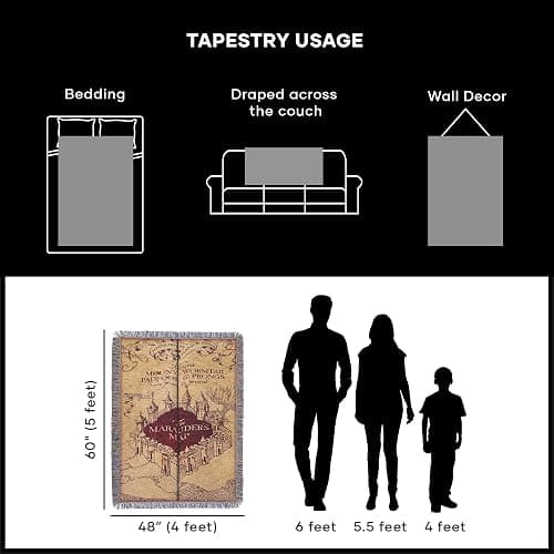 Northwest Harry Potter Woven Tapestry Throw Blanket, Designer Home Décor, Modern, Unique Gift, 48" x 60", Marauder's Map thumbnail 3