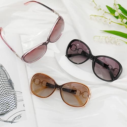 Firtink 3 Stücke Groß Frauen Sonnenbrillen, Damen Polarisiert Mode Groß Klassische Vintage UV400 Brille thumbnail 7