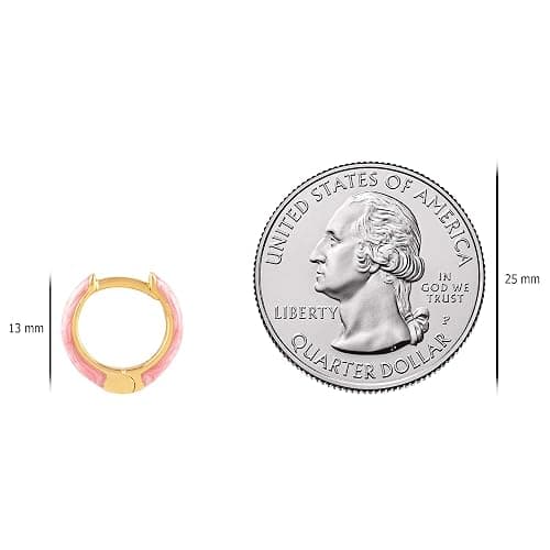14K Gold Plated Sterling Silver Enamel Color Huggie Hoop Earrings for Women – Wide Range of Vibrant Color Options Available thumbnail 6