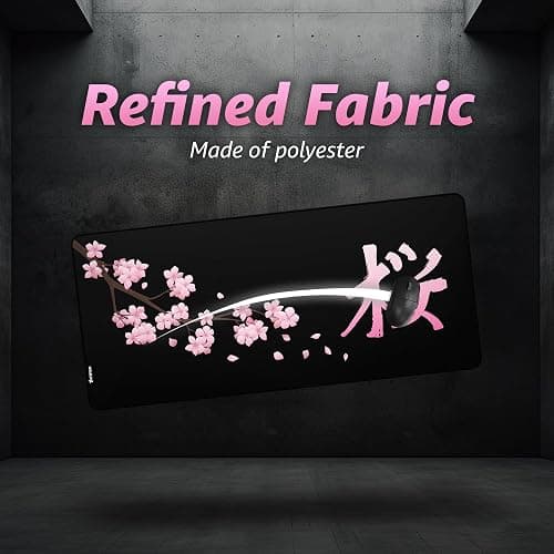 Hystar® Extended Gaming Mouse Pad | XXL 36" x 16" | 5mm Thick, Waterproof Surface, Smooth Polyester Fabric, and Natural Rubber Base | Blossom thumbnail 3