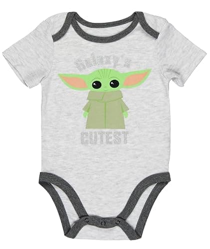 Star Wars Infant Baby Boys The Mandalorian Snack Time Grogu Baby Yoda One Piece Romper 3 Pack thumbnail 2