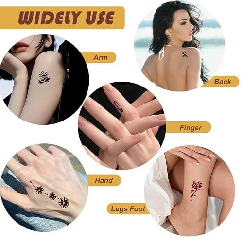 PFARRER 147 Pcs Henna Tattoo Kit, 6 Cones with 133 Stencils | 6 Henna Cones (3 Brown, 2 Black, 1 Red), 133 Stencils, 4 Gloves, 4 Wipes. Natural Plant-Based. Party, Festival, Gift thumbnail 6
