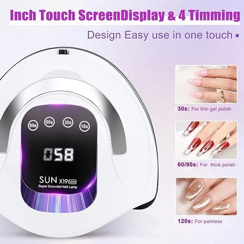 Wisdompark 320W UV LED Nail Lamp, Nail Dryer for Gel Polish with 72Pcs Lamp Beads and Automatic Sensor/4 Timer Setting Professional Nail Art Tools thumbnail 4
