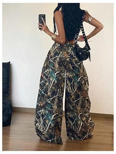 GORGLITTER Women's Barrel Pleated Oversized Wide Leg Cargo Pants | Low Rise Baggy Fit, Business Casual Outfits, Spring Fall, Drop Waist Trousers thumbnail 2