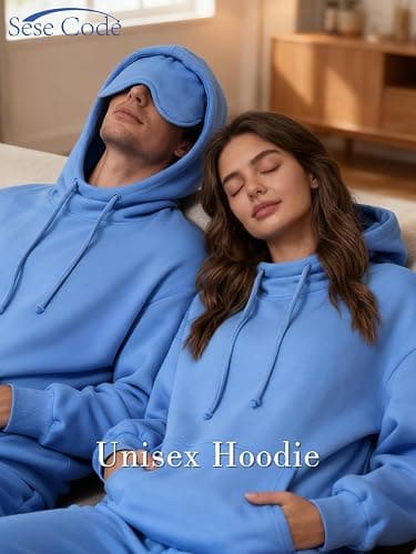 SeSe Code Hoodie with Eye Mask Travel Airplane Unisex Oversized Sweatshirt Sleep Pullover with Pocket Fleece Couples Hoodies thumbnail 4