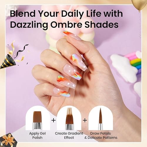Beetles Nail Art Brushes 8pcs – Crystal Nail Art Tools 5pcs Double-headed Nails Dotting Tool, 3pcs Striping Liner Brushes for Nails with Pearls Bowknot Stickers, DIY Home Salon Manicure Design Tools thumbnail 5