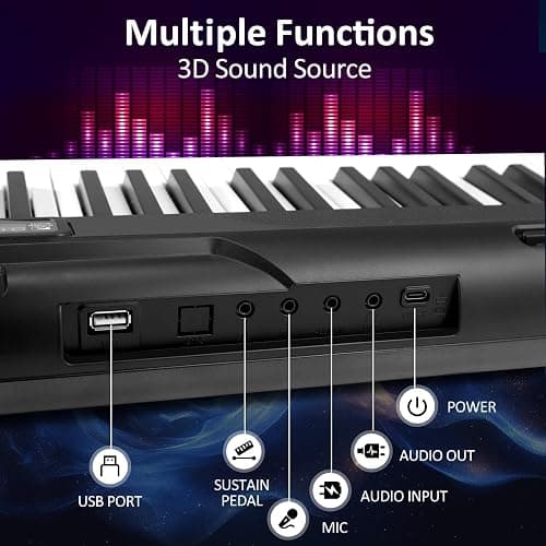 88 Key Piano Keyboard, Semi Weighted Electronic Digital Piano with Music Stand, Power Supply, Sustain Pedal, Bluetooth, Stand, MIDI, for Beginner Professional at Home, Stage thumbnail 7