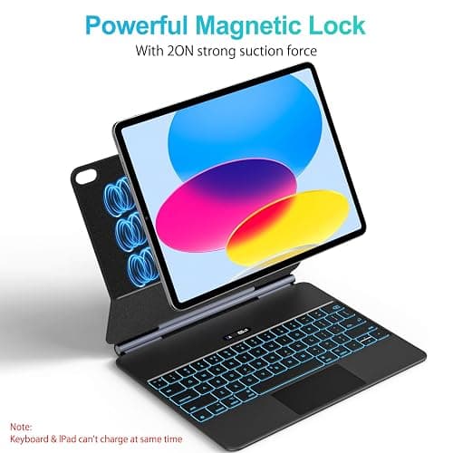Jibrealg Keyboard Case for iPad 11th (A16, 2025) & iPad 10th Generation, Ultra-Slim Magic Keyboard with Multi-Touch Trackpad, 7 Colors Backlight, Smart Keyboard for iPadA16, Black thumbnail 6