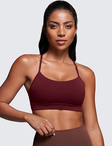 CRZ YOGA Butterluxe Y Back Sports Bras for Women - Padded Racerback Low Impact Spaghetti Thin Strap Workout Yoga Top thumbnail 3