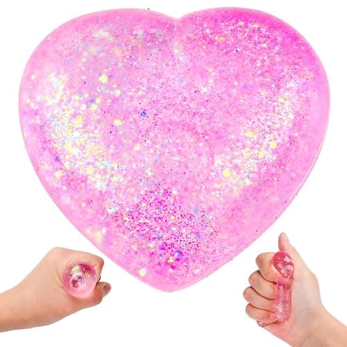 Heart Stress Balls (Pink) Squishy Toys for Adults Kids, Slow Rise Sugar Ball Sensory Fidget Toys, Love Shape Squishy Squeeze Toys, Malt Stretch Ball, Heart Shape Stress Toys for Hand Exercise - Image 1