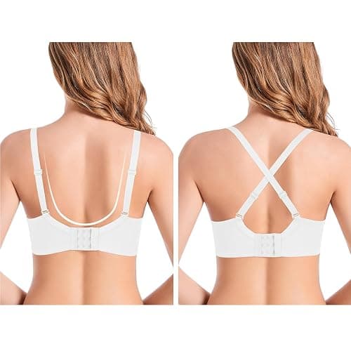 Pushlus Push Up Thick Padded Plunge Underwire T Shirt Lace Bra Lift Support for Women Add One Cup thumbnail 4