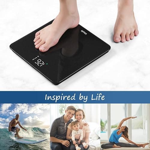 Vitafit Scale for Body Weight, Accuracy 0.1lb by Our Professional Scale Factory Since 2001, Digital Bathroom Weight Scale LED and Step On, 3xAAA Battery Included, 400lb/182kg, Spray Silver Black thumbnail 5