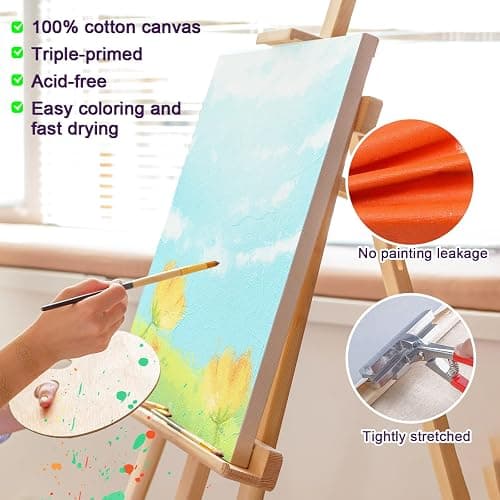 Inburit Canvas for Painting for Adults & Kids 16 Pack with 11x14, 9 x12, 8x10, 5x7 (4 of Each), Blank Primed Stretched Canvases for Oil, Acrylic & Other Painting Media thumbnail 7