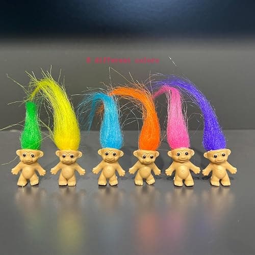 12pcs Long-haired Mini Troll Dolls, Assorted Hair Colors, 0.78" Bodies, 2" Hair. Cake Toppers, Action Figures, School Project, Arts and Crafts, Party Favors thumbnail 3