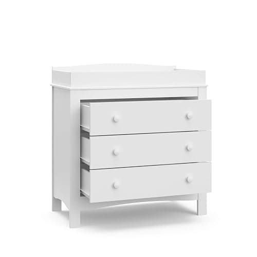Graco Noah 3 Drawer Chest with Changing Topper (White) – GREENGUARD Gold Certified, Baby Dresser With Changing Table Top, Dresser for Nursery, 3 Drawer Kids Dresser - White - 3 Drawer Chest thumbnail 9