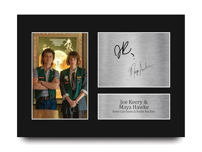HWC Trading Joe Keery & Maya Hawke Strange Hawkins Thing Gifts Printed Signed Autograph Picture for TV Show Fans - A4 - Image 1