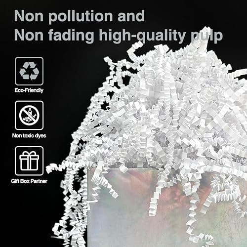 Corlcol 2LB Crinkle Cut Paper Shred Filler for Bag Gift Box Basket Confetti Paper Shreded Stuffing Decoration for Valentine's Day Holiday Party(White) thumbnail 3