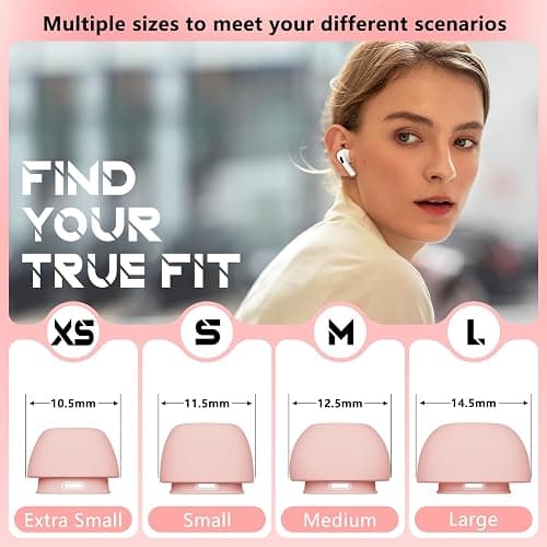 4 Pairs Replacement Ear Tips for AirPods Pro 2nd/1st Generation with Portable Storage Box,Noise Reduction Holewith & Built-in dust Guard Screen,Silicone Ear Tips for Apple AirPods Pro,4 Size-Pink thumbnail 3