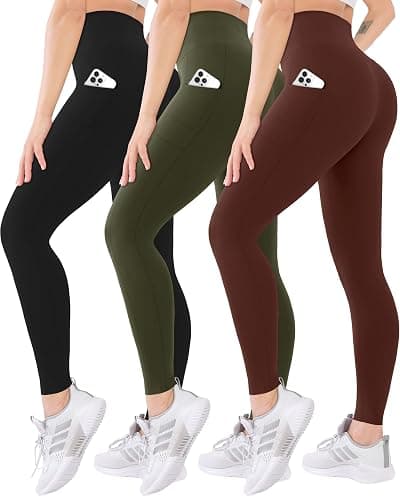 Blisset 3 Pack High Waisted Leggings for Women with Pockets Soft Active Tummy Control Pants for Yoga Running & Daily Wear - Image 1