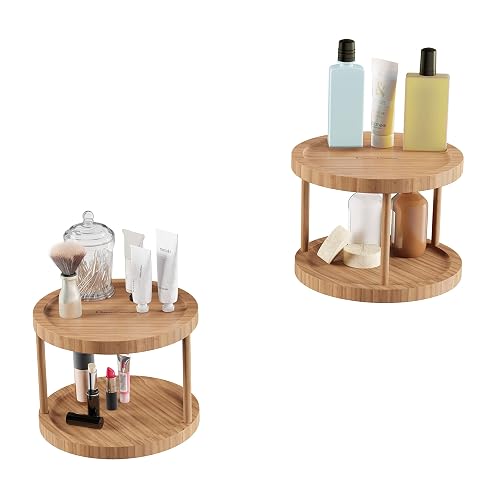 Classic Cuisine Lazy Susan – All-Natural Bamboo Round Two Tier Turntable Kitchen, Pantry and Vanity Organizer and Display with 10 Inch Diameter thumbnail 5