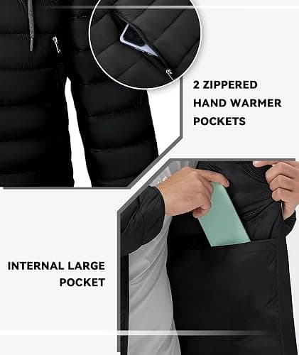 SWISSWELL Mens Lightweight Puffer Jacket with Hood Quilted Insulated Water-Resistant Coat Warm Winter Zip Up Hooded Jacket thumbnail 5