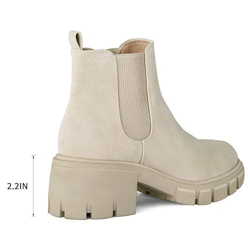 mysoft Women's Platform Chelsea Boots Lug Sole Slip On Chunky Block Heel Ankle Booties thumbnail 5
