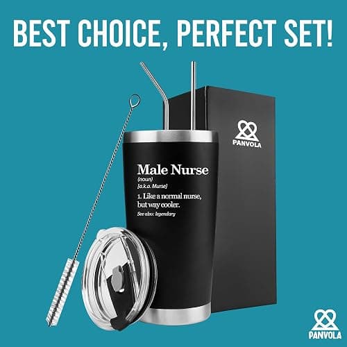 Male Nurse Definition Murse Like A Normal Nurse But Way Cooler Nursing Student Gifts to Boyfriend Husband Dad From Girlfriend Wife Mom Vacuum Insulated Tumbler Removable Lid and Straw (Black, 20 oz) thumbnail 7