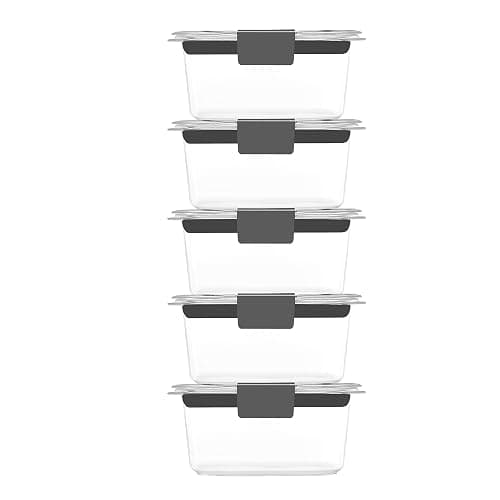 Rubbermaid Brilliance BPA-Free Food Storage Containers Multi Pack, 1.3 Cup Plastic Containers with Lids, 5 Pack, Leak Proof, Microwave & Dishwasher Safe thumbnail 2