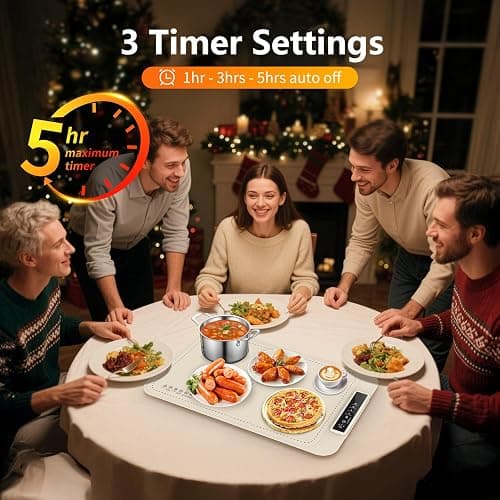 Warming Mat for Food - Electric Silicone Food Warming Tray for Buffet, Rollable Food Warmer Mat for Countertop, Fast Heating Mat with Timer and 4 Heat Levels, Portable Heating Pad for Parties Family thumbnail 2