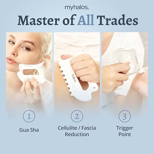 MyHalos 6-in-1 Ceramic Body Gua Sha Facial Tools - Lymphatic Drainage Tool, Face Sculpting Tool & Acupressure tool - Body Guasha, Trigger Point Massage Tool for Fascia Massage and Cellulite thumbnail 4