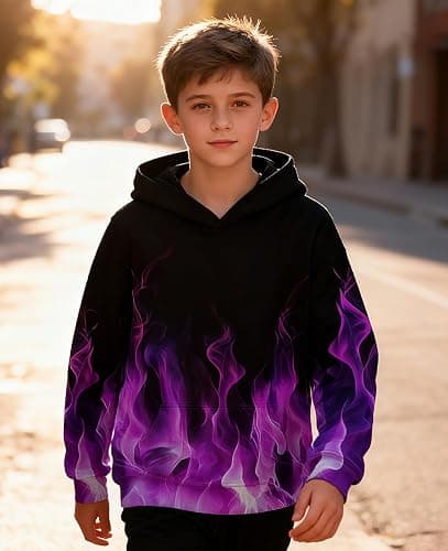 RAISEVERN Kids Hooded Sweatshirt 3D Pullover Hoodie for Girls Boys with Pocket for 6-16 Years thumbnail 4
