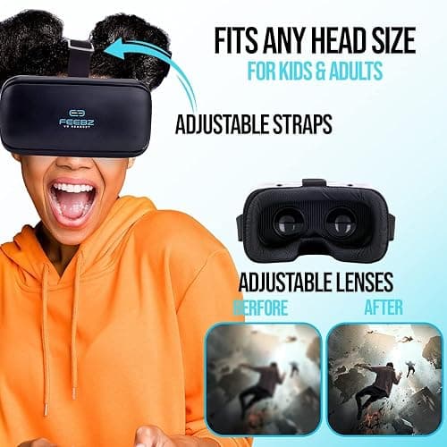 FEEBZ 3D VR Headset for Kids 2.0 + Android Remote - for iPhone & Android Phones | with 3D VR Videos & Apps Links | Virtual Reality Goggles Set for Beginners thumbnail 4