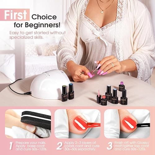 ROSALIND 24pcs Jelly Gel Polish Set with Gel Base and Matte Glossy Glitter Top Coat, 20 Colors Neutral Jelly Pink nude Sheer White Color Soak Off UV Gel Set Salon DIY thumbnail 7