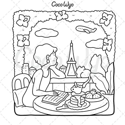 Girl Moments: Vol. 2 Coloring Book for Adults and Teens Featuring Cute Cozy Daily Activities for Relaxation thumbnail 8