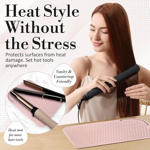 Milaya Beauty Large Heat Resistant Mat for Hair Tools – Silicone Curling Iron Holder & Flat Iron Holder – Non-Slip Hot Tool Mat & Vanity Mat – Vanity Accessories for Women, Home, Salon, or Travel thumbnail 2