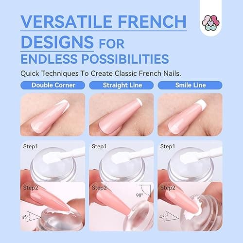 Saviland French Tip Nail Stamp: 7PCS Colorful Glitter Nail Stamp and Replaceable Silicone Stamper Head Nail Scrapers French Tip Nail Tool Kit for Beginner DIY Nail Art Design Home Salon thumbnail 8