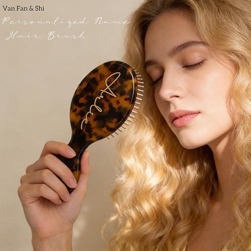 Personalized Hair Brush with Name, Custom Mini Travel Hair Brush for Women, Monogram Engraved Hair Comb Wet & Dry Styling for Girl Bridesmaid Birthday Christmas Mother's Day Valentines Gifts thumbnail 2
