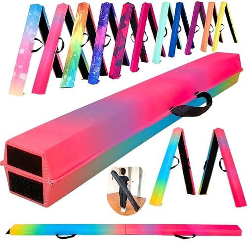 MARFULA 6 FT / 8 FT / 9 FT Folding Gymnastics Beam Foam Balance Floor Beam - Extra Firm - Suede Cover - Anti Slip Bottom with Carry Bag for Kids/Adults Home Use - Image 1
