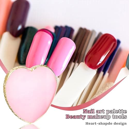 Resin Nail Art Palette Nail Mixing Palette Nail Art Painting Mixed Color Palettes Gold Edge Nail Holder Display Board Cosmetic Mixing Tools (Pink) thumbnail 7