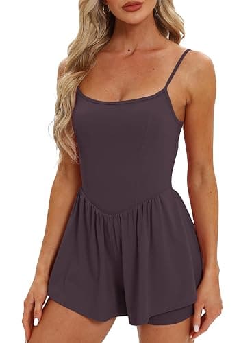 Beaully Women's Summer Sleeveless Athletic Rompers | Spaghetti strap, Double lined, Built in shorts, One piece outfits, Slim fit, One piece outfits thumbnail 4