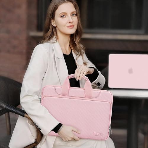 MOSISO 360 Protective Laptop Bag 15.6 inch, 15-16 inch Computer Bag Compatible with MacBook Air 15 inch/Pro 16 inch, HP,Dell,Lenovo,Asus,Notebook, Laptop Carrying Case with Strap&Handle, Pink thumbnail 2