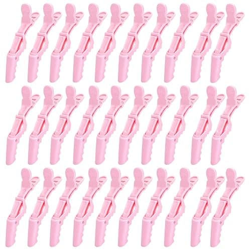 30 Pcs Alligator Hair Clip for Styling Sectioning - Salon Hair Clip for Thick Hair, Plastic Hair Styling Clip with Wide Teeth & Double-Hinged Design (Pink) - Image 1