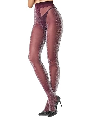 LABELLA 45D Sparkly Tights for Women Metaillic Fiber Shine Glitter Semi Sheer Perfect Party Date Performance - Image 1