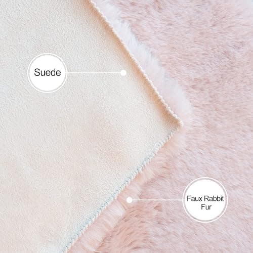 ORINOVA Pink Fuzzy Washable Furry Area Rugs for Living Room Faux Rabbit Fur Nursery Rug for Bedroom 2x4 Runner Rug thumbnail 6