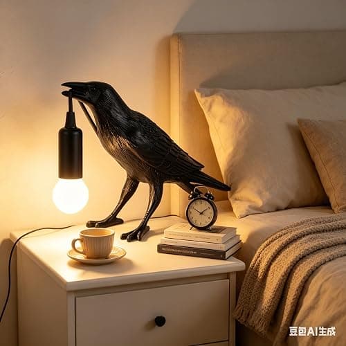 OVANUS Crow Lamp Gothic Decor, Raven Table Lamp with Adjustable Brightness, Dark Academia Aesthetic Night Light for Bedroom, Halloween Black Bird Lamp, Unique Gift thumbnail 7