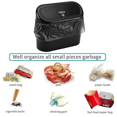 Accmor Car Trash Can with Lid, Mini Auto Dustbin Garbage Organizer Holder 2 Packs, Automotive Storage Container Bin with 60 Pcs Bags for Vehicle, Home, Office thumbnail 9